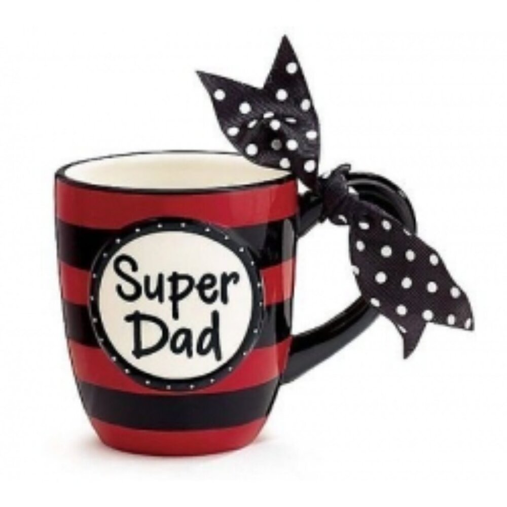 NWT Super Dad 14 Oz. Ceramic Red & Black Coffee Mug In Gift Box